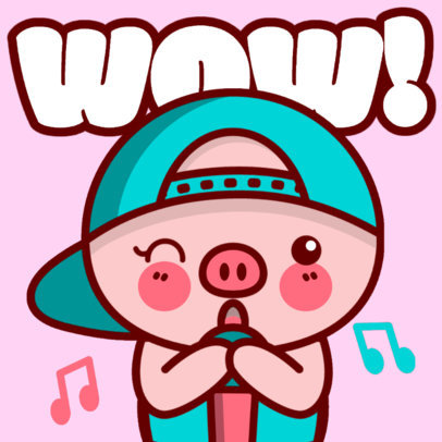 Twitch Emote Design Maker Featuring a Singing Pig Illustration