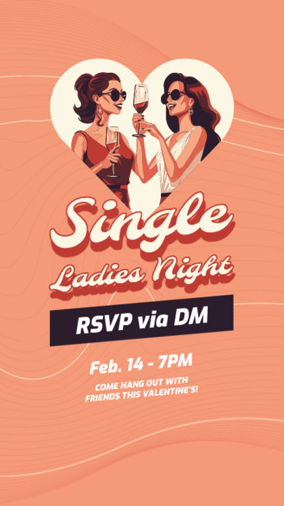 Instagram Story Generator for a Galentine's Event with Illustrated Women Graphics 5804h-6063