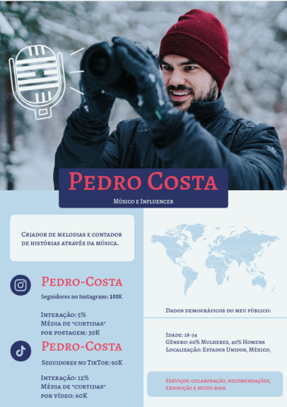 Media Kit Maker Featuring Information for a Musician Influencer