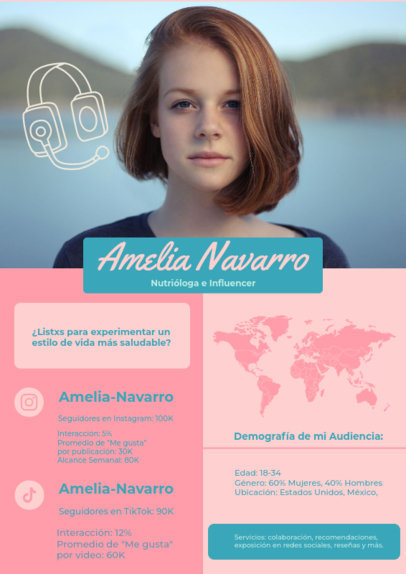 Media Kit Creator for a Healthy Coach Influencer With Social Platforms Icons 6209j