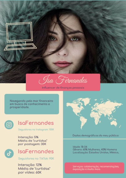 Media Kit Template for a Finance Influencer Featuring Social Media Services