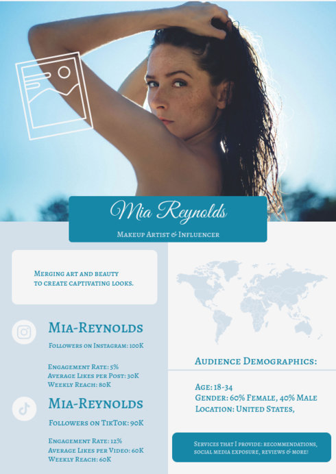 Placeit - Influencer Media Kit Maker for a Makeup Artist