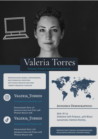 Minimalist Media Kit Template for a Personal Finance Influencer 6209o