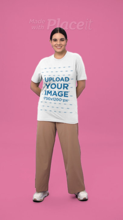 Next Level T-Shirt Video of a Smiling Woman Posing in a Studio