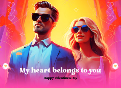 Greeting Card Generator with an Illustrated Power Couple and a Valentine's Quote 5073i-6062