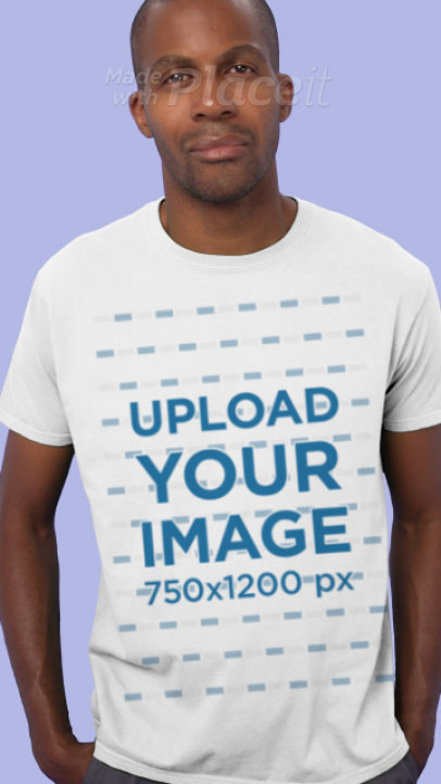 Gildan Round-Neck T-Shirt Video of a Man Standing Against a Colorful Background