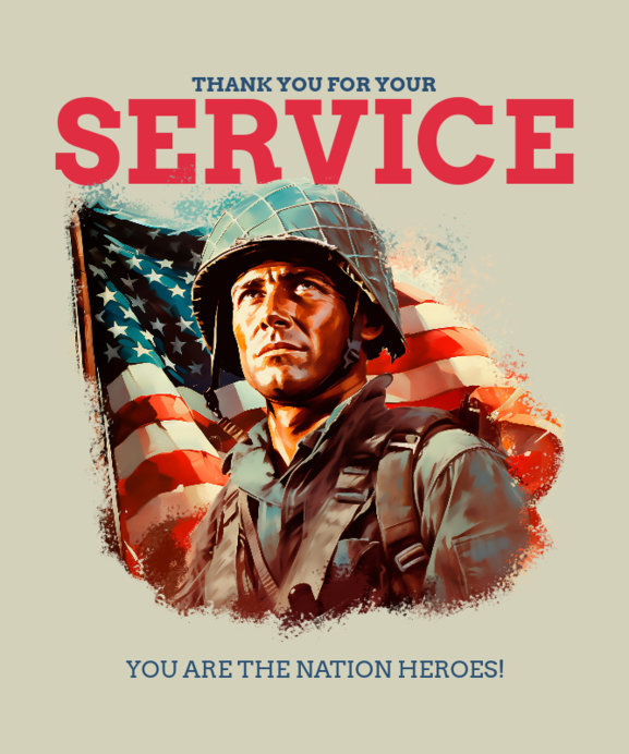 Veterans Day-Themed T-Shirt Design Maker with a Gratitude Message and a Soldier Illustration
