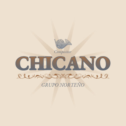Norteno Music Band Logo Generator Featuring a French Horn Graphic 