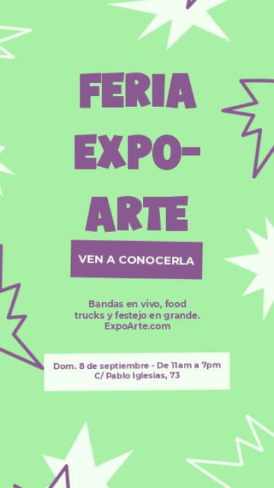 Instagram Story Video Maker to Promote an Arts Fair Event Featuring Colorful Animations