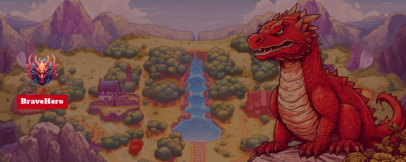 Twitch Profile Banner Template Featuring Graphics Inspired by Dragon Quest 5825n-6078