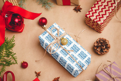 Wrapping Paper Mockup Featuring a Gift for Christmas Season m35552 r-el2