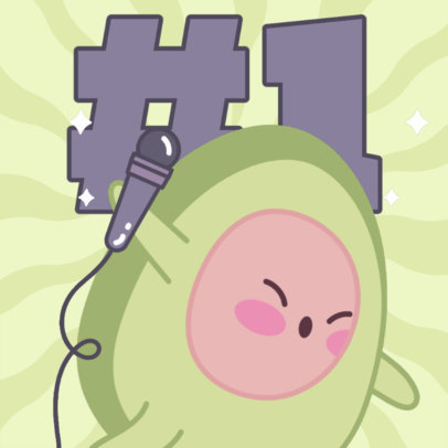 Twitch Emote Design Maker with a Cartoonish Avocado with a Microphone 6077a