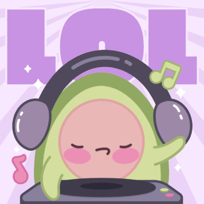 Twitch Emote Design Generator Featuring a DJ Avocado Character 6077b