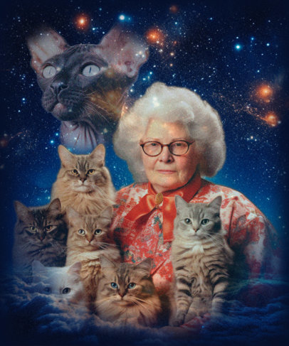 T-Shirt Design Maker Featuring a Funny 80's Cats Portrait