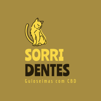 CBD Pet Balm Brand Logo Template Featuring a Happy Cat Graphic