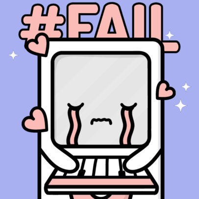 Twitch Emote Template with a Crying Music Player Cartoon Jamming with a Keyboard