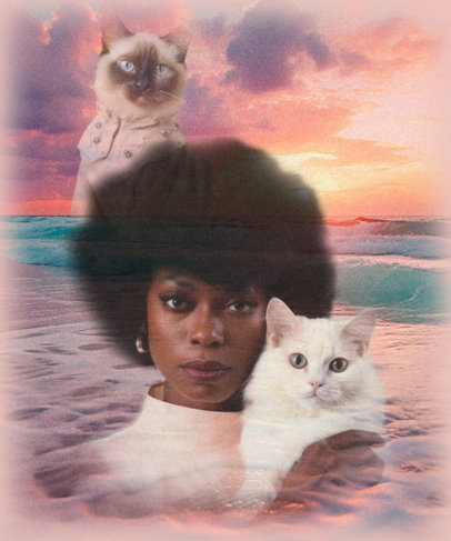 Funny T-Shirt Design Maker Featuring a Vintage Portrait With Cats