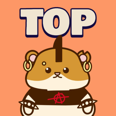 Twitch Emote Template Featuring a Cute Kawaii Hamster Dressed as a Rockstar