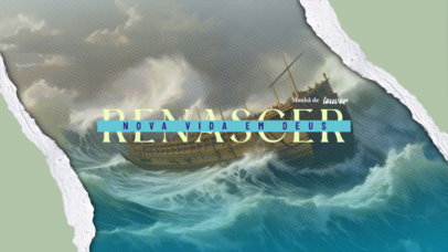 YouTube Banner Template with an Illustrated Ark for a Modern Church Channel 6722g