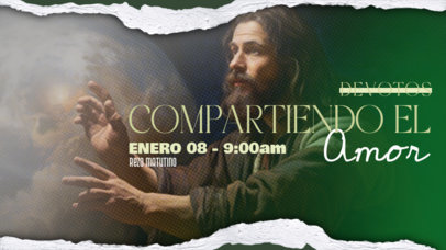 YouTube Thumbnail Template with a Jesus Illustration for a Morning Prayer Livestream