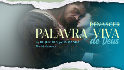 YouTube Thumbnail Template for a Morning Worship Event with a Ripped Paper Texture