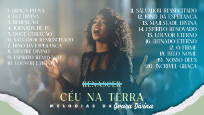 YouTube Thumbnail Template Featuring a List of Gospel Tunes and a Female Singer Picture