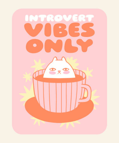 T-Shirt Design Creator Featuring a Cute Cat Illustration with a Quote for Introverts