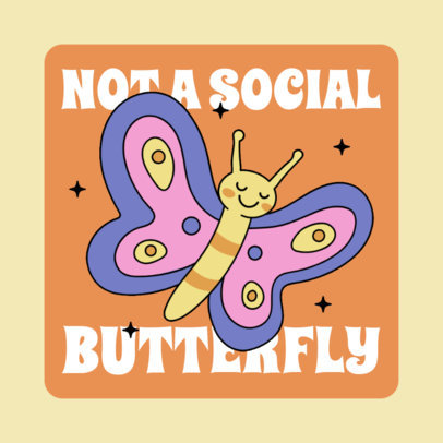 Social Anxiety-Themed Sticker Design Maker with an Illustrated Butterfly