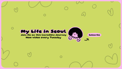 YouTube Banner Maker for a Travel Vlogger with Heart Doodles