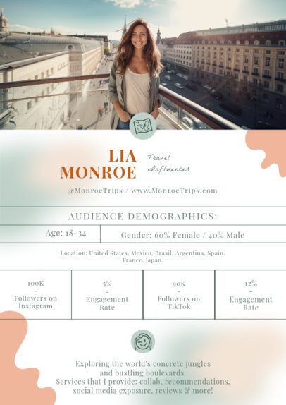 Travel Media Kit Maker Featuring Statistics for an Influencer