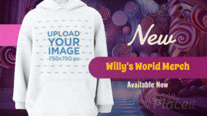 Video of a 3D Pullover Hoodie Promoting a Willy Wonka-Inspired Collection