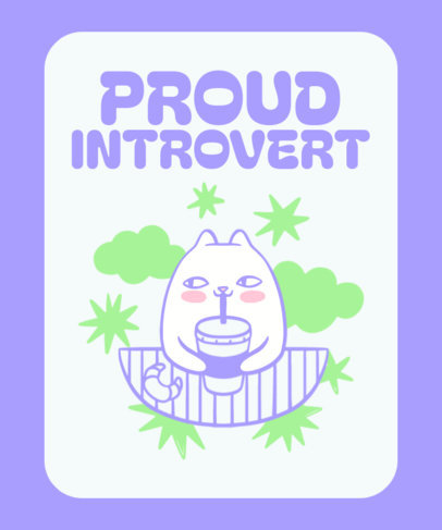 T-Shirt Design Generator Featuring a Proud Introvert Character Illustration