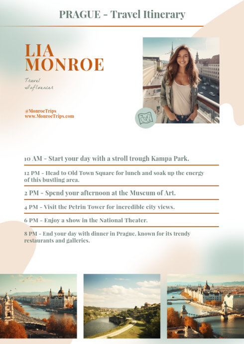 Placeit - Travel Planner Design Maker Featuring a Prague Itinerary
