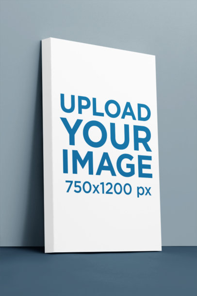 Mockup of an Art Print Leaning Against a Colorful Background m35719