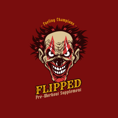 Logo Maker for a Pre-Workout Supplements Brand with a Creepy Clown Face