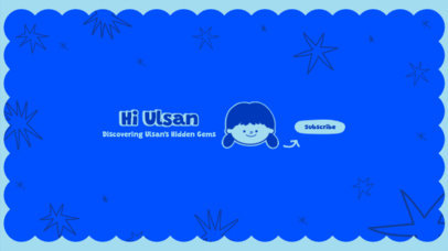 YouTube Banner Template with Star Doodles for a Travel Vlogger's Channel
