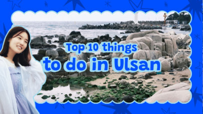 Travel-Themed YouTube Thumbnail Template with a Top 10 Things to Do in Ulsan