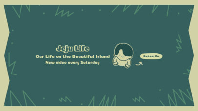 YouTube Banner Design Creator with a Cute Cartoon Illustration for a Travel Vlogger