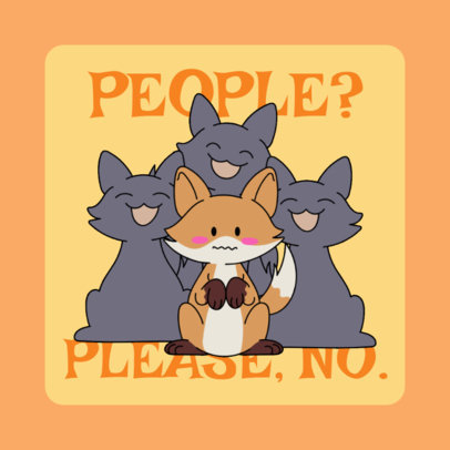 Sticker Design Generator Featuring Illustrated Cats with an Antisocial Quote