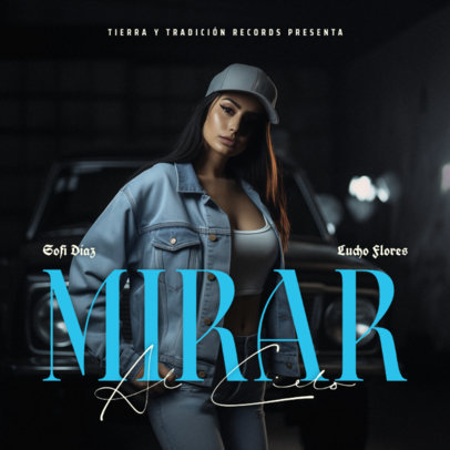 Album Cover Template Featuring a Buchona-Looking Singer with a Car in the Background 6728d