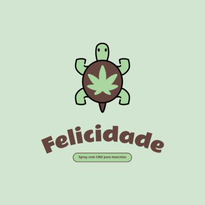 CBD Pet Spray Brand Logo Template Featuring a Turtle with a Marijuana Leaf