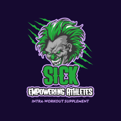 Logo Template Featuring an Evil Clown Graphic for an Energetic Supplement 6233c
