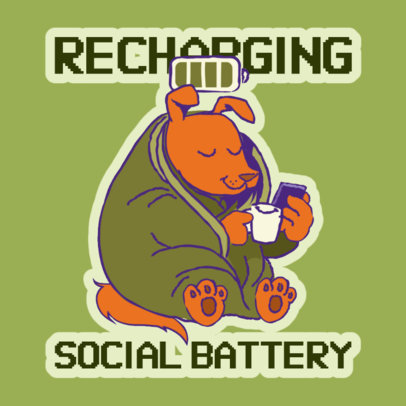 Sticker Design Maker Featuring a Cartoonish Dog Drinking Coffee 