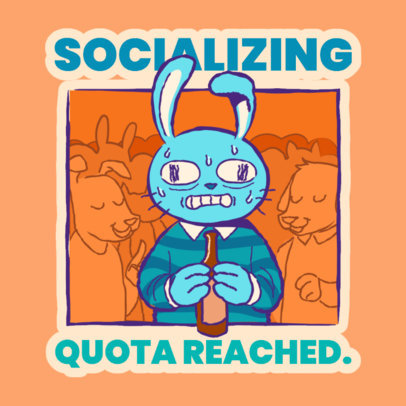 Sticker Design Creator Featuring a Socially Anxious Character Illustration