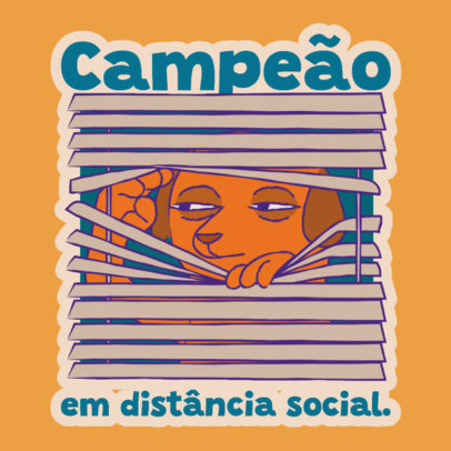 Sticker Design Creator with a Funny Dog Hiding Behind a Curtain 