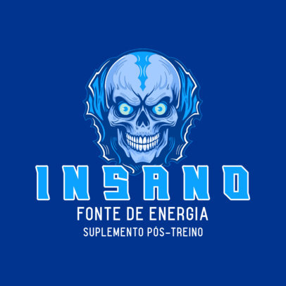Logo Creator for an Energy Supplement Brand with a Scary Skull Illustration