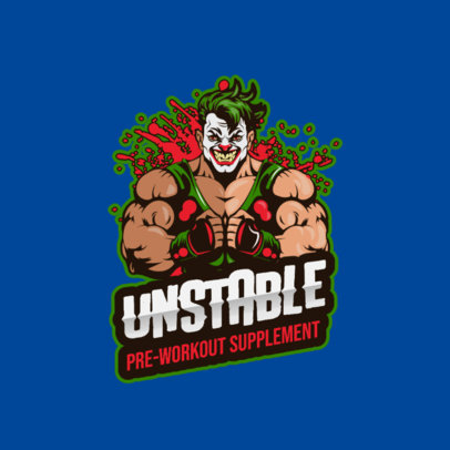 Logo Creator for a Pre-Workout Supplement With a Strong Evil Clown Graphic