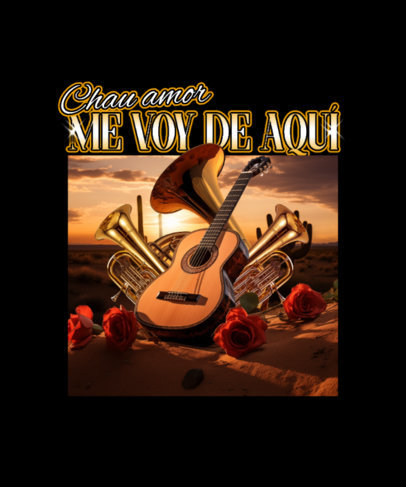 T-Shirt Design Maker Featuring Regional Mexicano Song Lyrics with Musical Instruments
