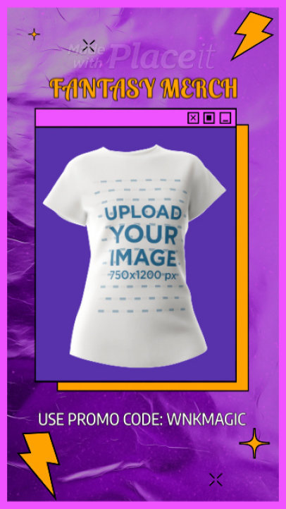 Promotional Video Featuring a Round-Neck T-Shirt With a Wonka-Inspired Aesthetic