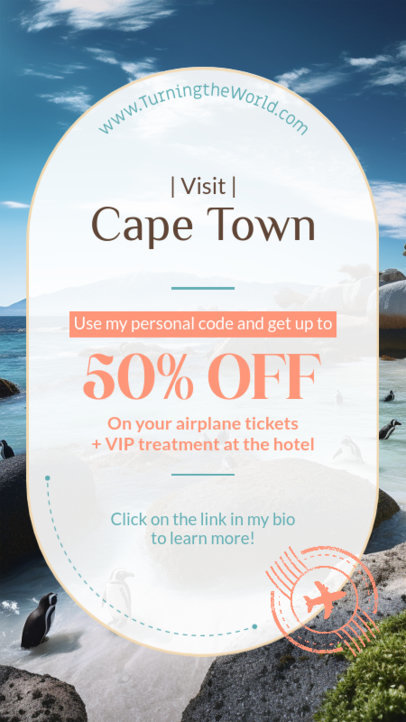 Instagram Story Maker Featuring a Travel Influencer Promo Discount